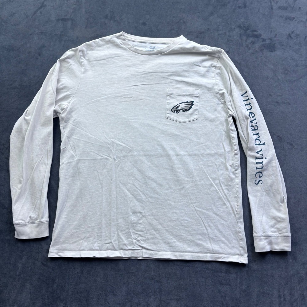 Vineyard Vines Philadelphia Eagles Long Sleeve Pocket T-Shirt White Mens Large